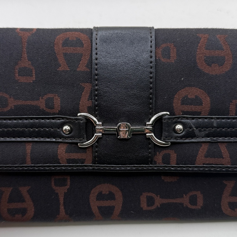NWT Vtg Etienne Aigner Crossbody Convertible Clutch Wristlet Purse Brown Black - Picture 7 of 16